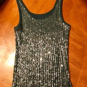 Dark green sequin tank top